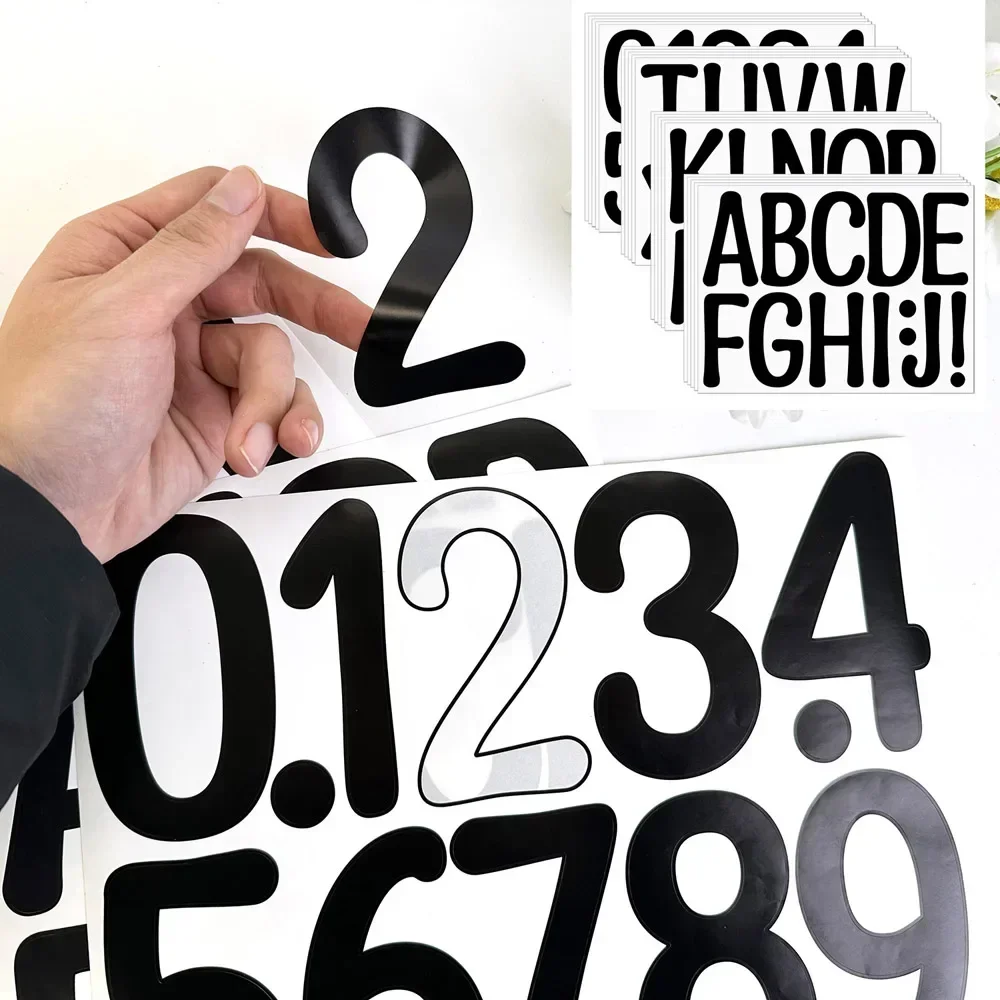 Letter Number Stickers 3 Sheets 4 Inch Vinyl for Poster Bulletin Boards Mailbox