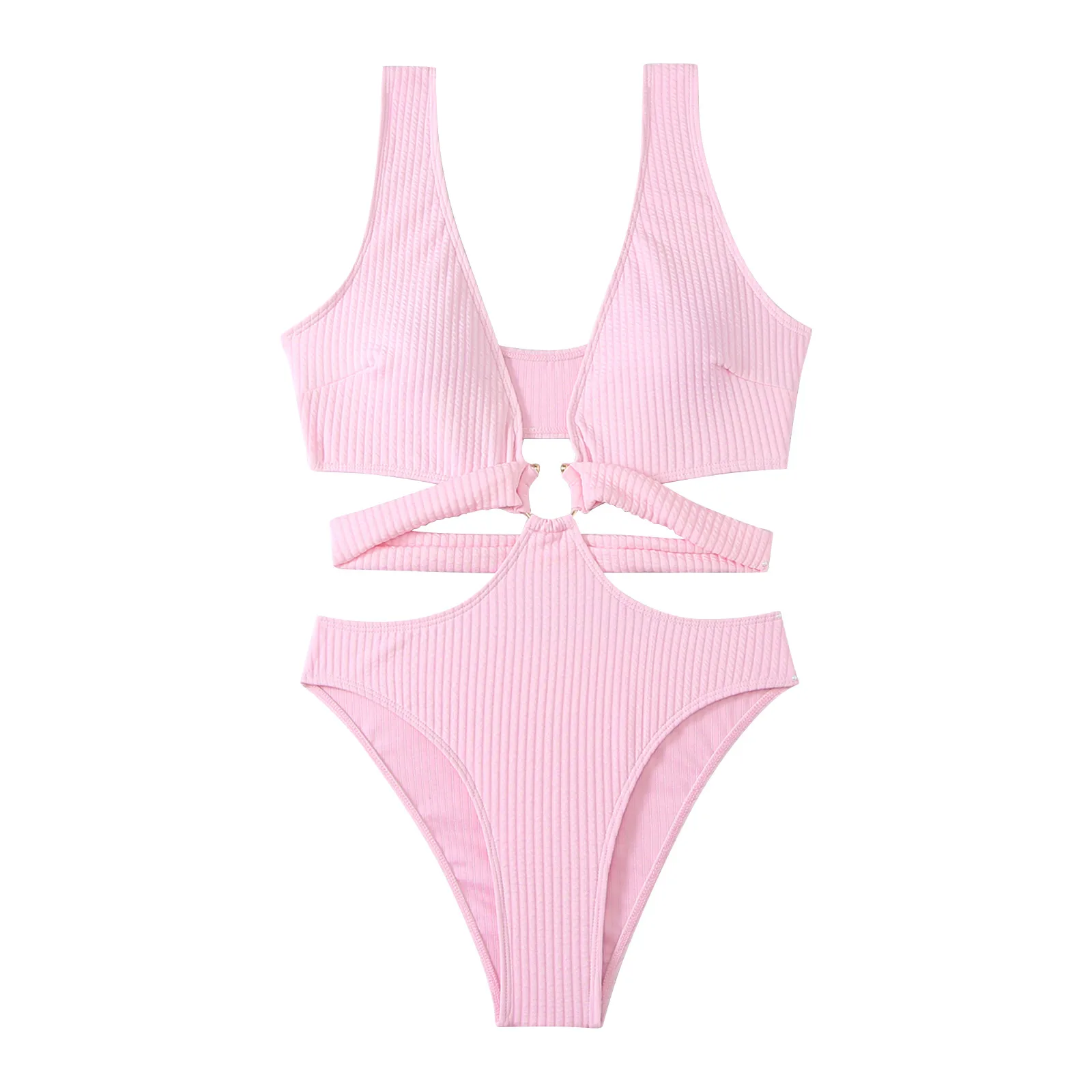 

Women's One-Piece Sexy Bikini Solid Color With Bra Pads No Steel Support Swimsuit bañadores de una pieza bikinis 2024 woman