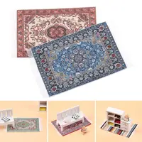 1:12 Scale Dollhouse Carpet Playing House Decor Floor Coverings Floral Pattern Mat Doll Accessories Miniature Weaving Rug 2
