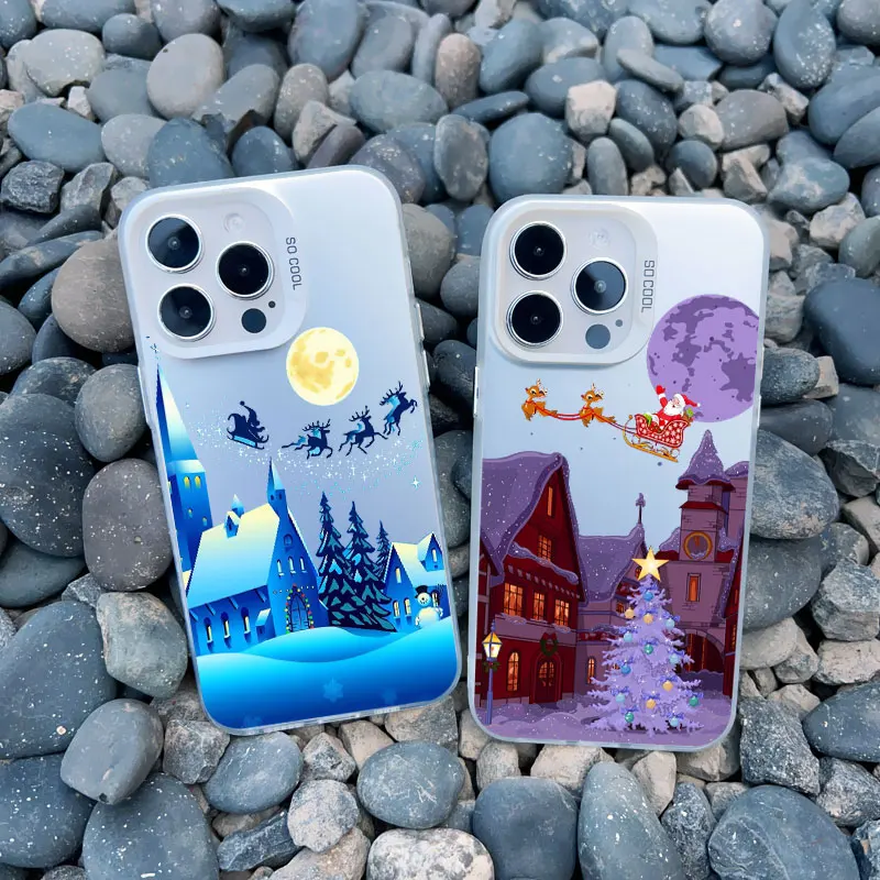 Frohe Weihnachten Baum Schnee Szene Handy hülle für iPhone 15 Pro Max 14 13 12 Mini 11 Pro Max 15 14 plus stoß feste Laser Rückseite – Detail 12