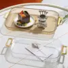 WORTHBUY Rectangular Storage Tray With Handle Plastic Serving Tray Living Room Transparent Teapot Teacup Storage Plate 4