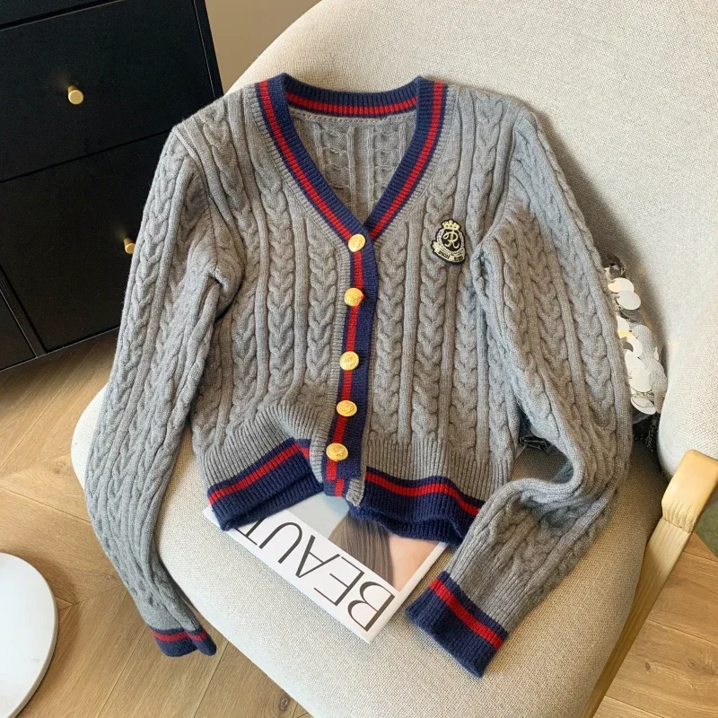 Fashion Knitted Cardigan Women V-Neck Pullover Warm Knitwear Jumper Clothes Casual Sweater Autumn Winter Kpop 2000s Aesthetic