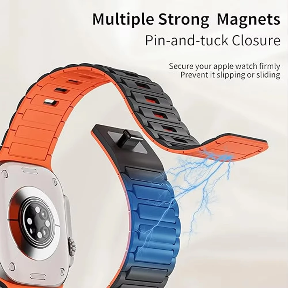 Stylish Magnetic Loop Silicone Watch Band Strap