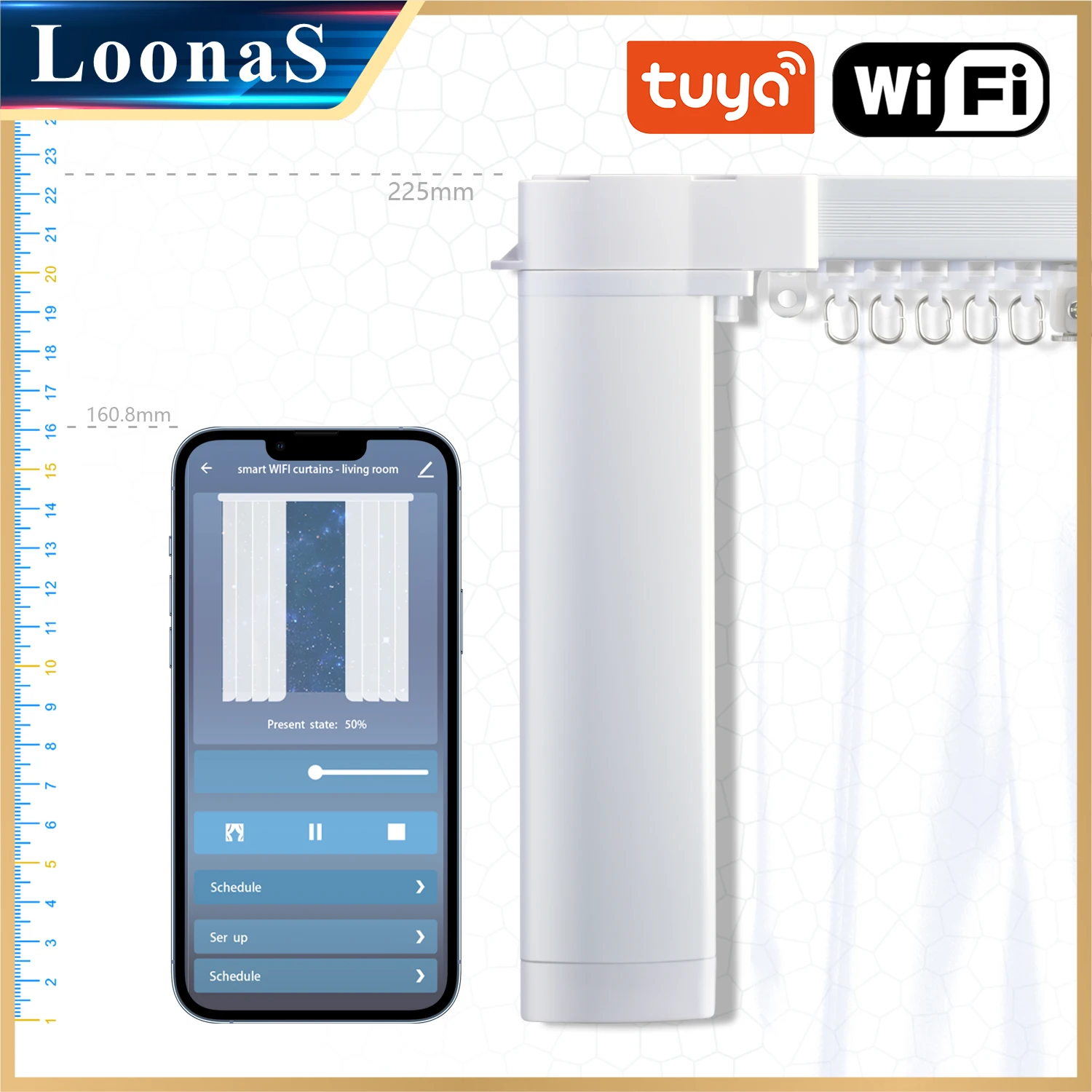 ผ้าม่านอัจฉริยะ ผ้าม่านอัตโนมัติ ระบบมอเตอร์ 3rd G สั้น Tuya Wifi ไฟฟ้าไดรฟ์ติดตามชายคา รองรับ Alice Google Assist 1