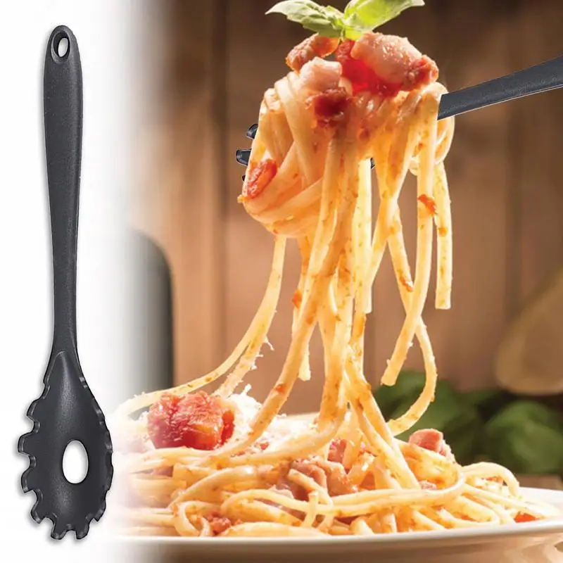 Spaghetti Serving Spoon Durable Food Grade Pasta Spoon Server With Ergonomic Handle Heat Resistant Silicone Pasta Fork For
