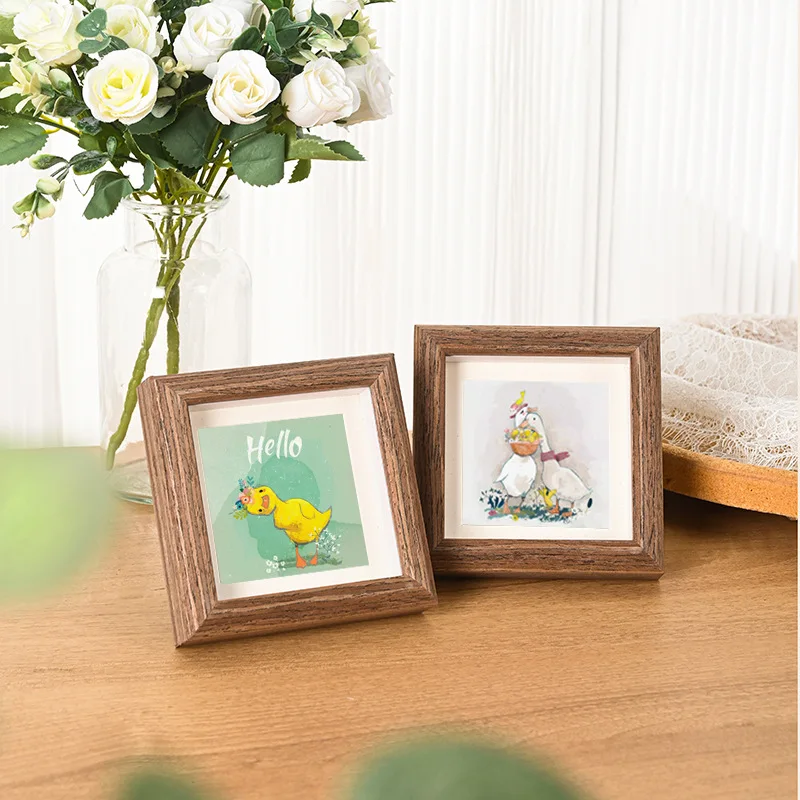 Wooden Square Photo Frame Handmade Tabletop Display