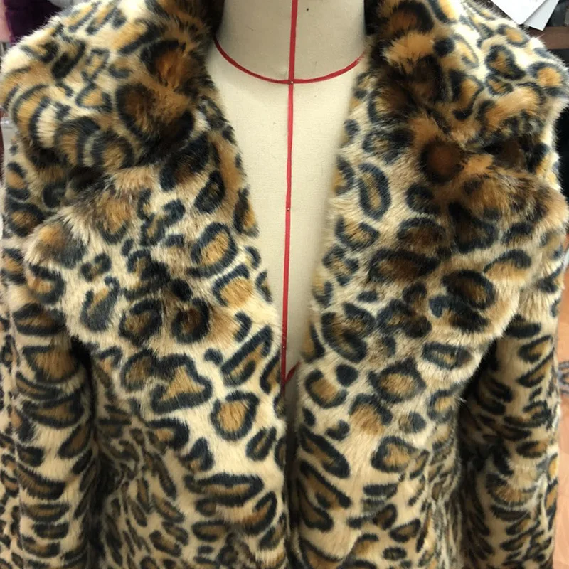7XL 8XL Luxury Chic Long Sleeve Long Fur Coat Leopard Women Faux Fur Coat Plus Size Autumn Winter Thickened Warm Tops Fur Jacket