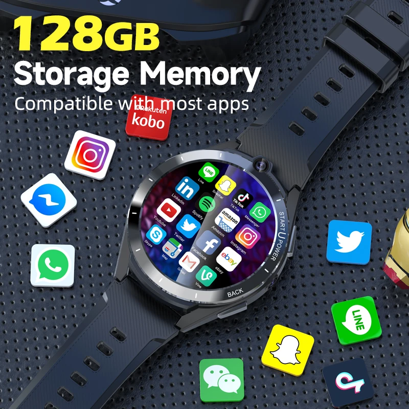 

4G Full Netcom Smart Watch First 6GB RAM 128GB ROM Large Memory Men Women Dual CPU/Cameras GPS Smartwatch 1.6'' For Android iOS