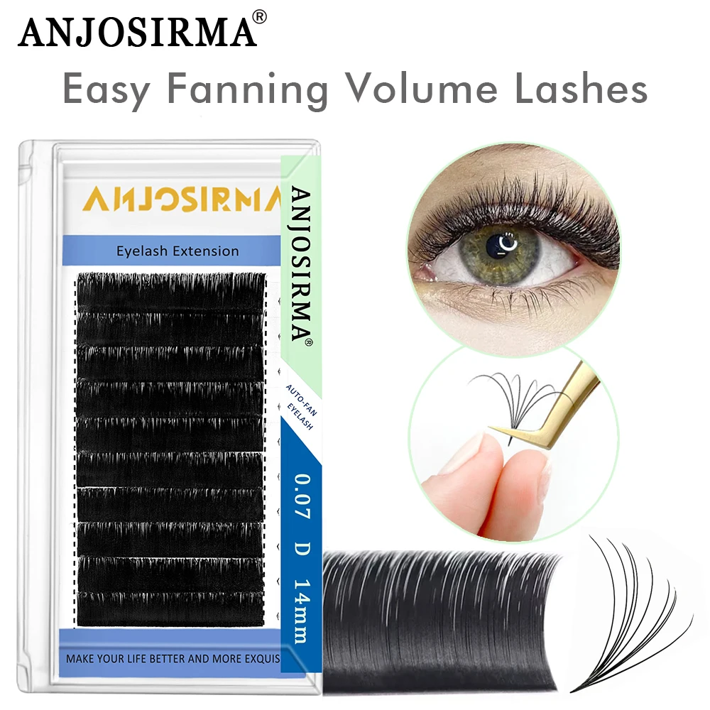 

ANJOSIRMA Eyelash Extension Supplies D Curl 0.07 Volume Lash Easy Fan Automatic Blooming Flower Lashes (D-0.07,8-14mm)