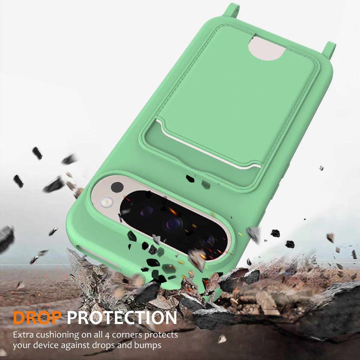 Crossbody Card Holder Phone Case with Shoulder Strap - Soft TPU Silicone Cover in Retail Package