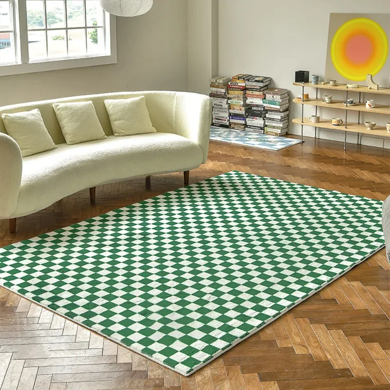 Fabric Carpet Checkerboard Pattern Living Room Large Area Minimalist Plaid Bedroom Rugs Furry Home Decoration Rug plush rug decorative carpet silk wool rug plush carpet imitated cashmere carpet