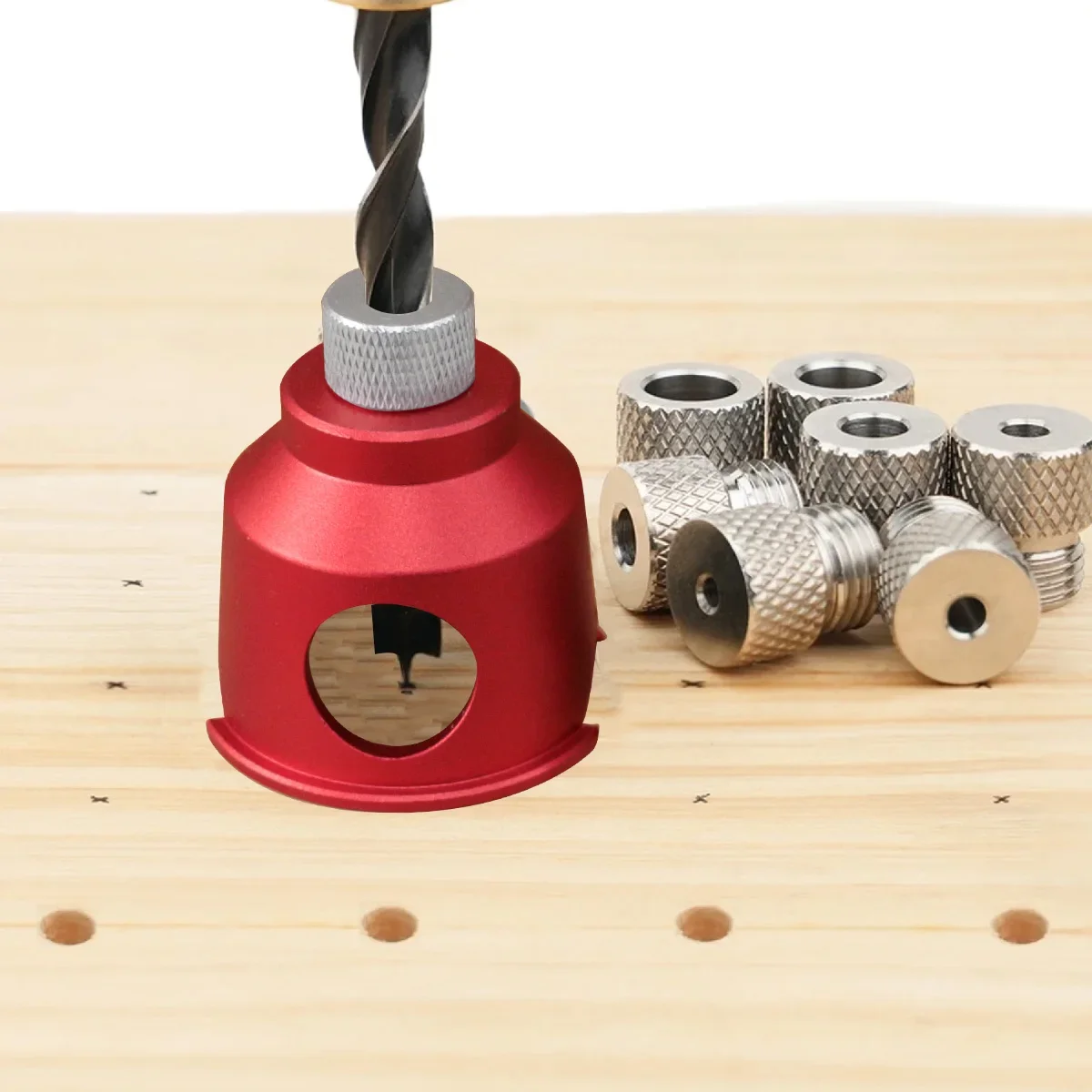 8 Steel Drill Bushings Vertical Drill Guide Pocket Hole Jig with 3-10mm Drill 90 Degree Straight Hole Drilling Positioner