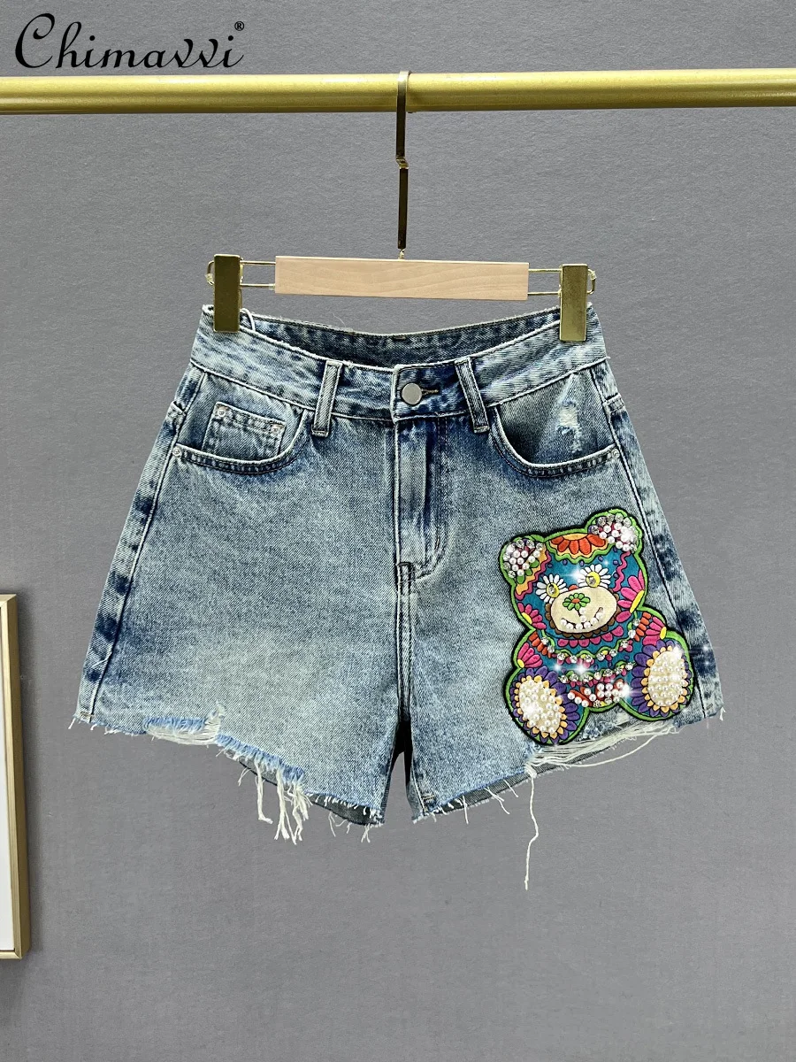 pantalones-cortos-de-mezclilla-para-mujer-shorts-ajustados-de-cintura-alta-con-bordado-de-dibujos-animados-diamantes-de-imitacion-pierna-ancha-moda-de-verano