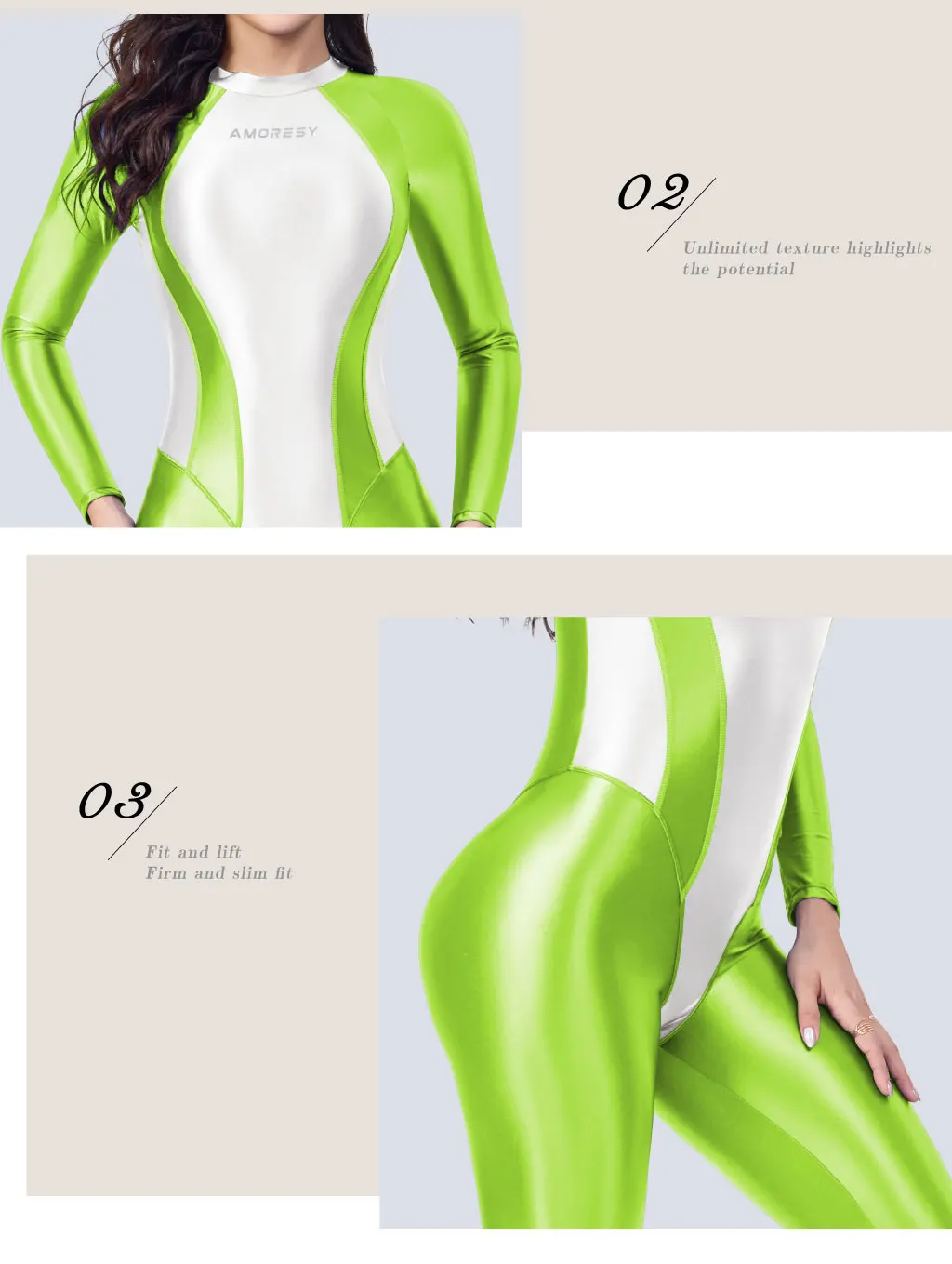 AMORESY Womens Wetlook Catsuit Leotard Jumpsuit Image 3