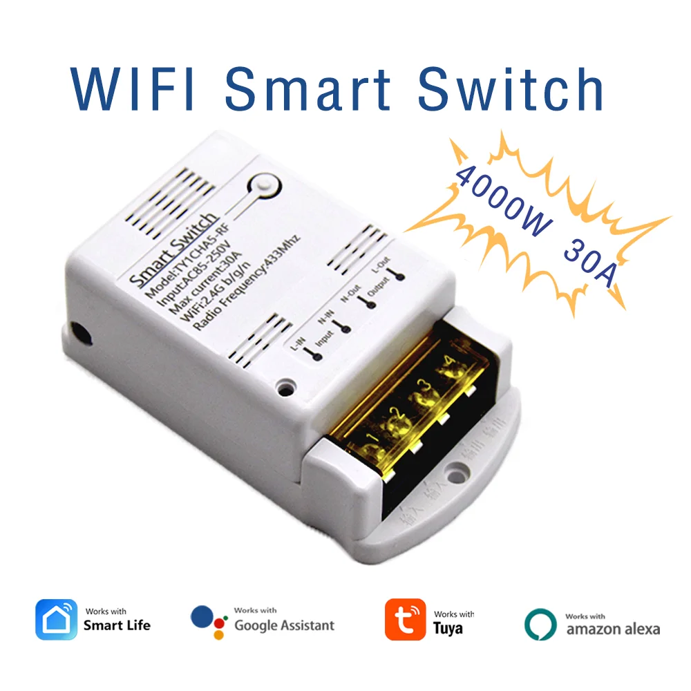 4000W 30A Tuya Smart WIFI Switch Home Automation 20A Relay