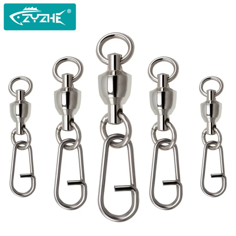 ZYZ 3/4/5 Stück Boot-Angelwirbel mit Schnappverschluss, Edelstahl, Boot-Angelzubehör, Metall-Jigging-Verbindungsstücke, Schnappverschlüsse & Wirbel