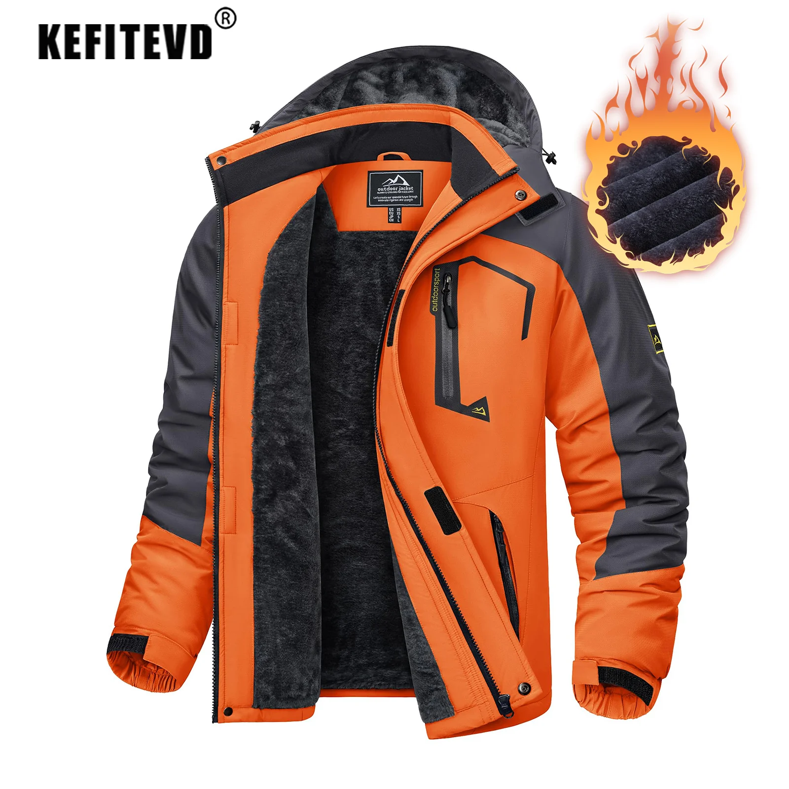 KEFITEVD Winter Ski Jacket Men's Warm Fleece Lined Jackets