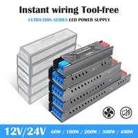 12V 24V แหล่งจ่ายไฟ LED 110V 220V to DC Ultra Thin Lighting Transformers 60W 100W 200W 300W 400W สําหรับกล้องวงจรปิดแถบอะแดปเตอร์ 1