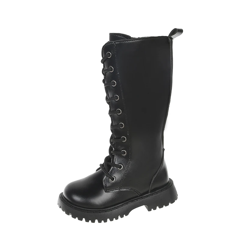 Children High Boots Round Toes Soft Kids Long Boots Soild Color Versatile 2025 Autumn New Girls Fashion Boots Mid-calf Non-slip