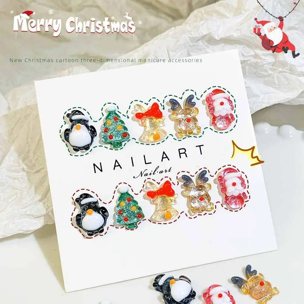 

10Pcs/set Nail Supplies Christmas Cartoon Nail Decorations Nail Ornaments Xmas Nail Charms Christmas Nail Accessories