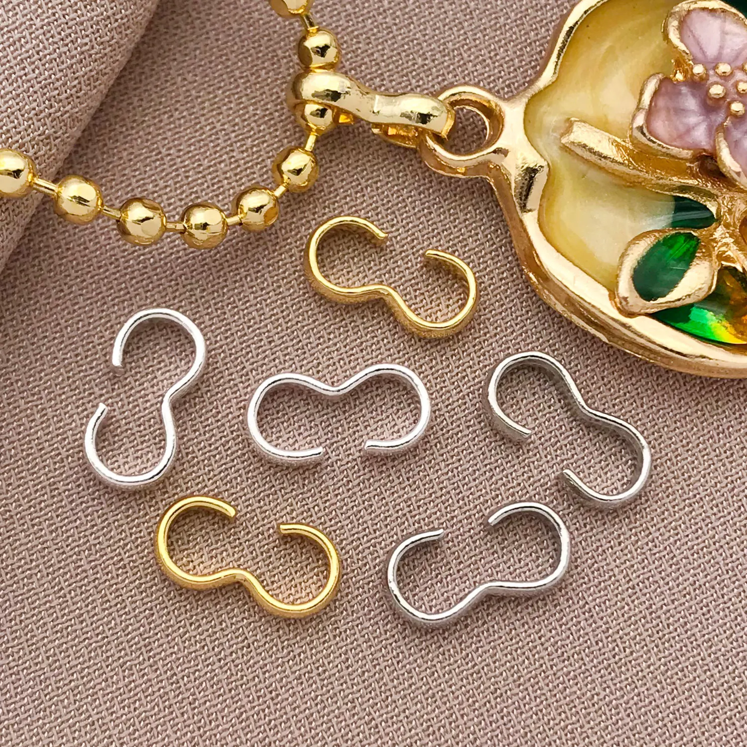 믹스 10/20pcs 18K 구리 도금 정품 황금 두꺼운 은빛 오픈 3 문자 버클, DIY 팔찌 쥬얼리 액세서리 만들기