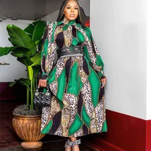 

Women's Dress Turtleneck Long Sleeves Printed Pleated Big And Put On, African Mother Dress Utumn Spring New Fashion Plus Size