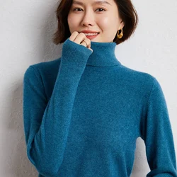 Women's Woolen Turtleneck Pullovers, 100% Cashmere Knitwear, Female Clothes, 12Colors, Superior Quality, Autumn, Winter, 2022