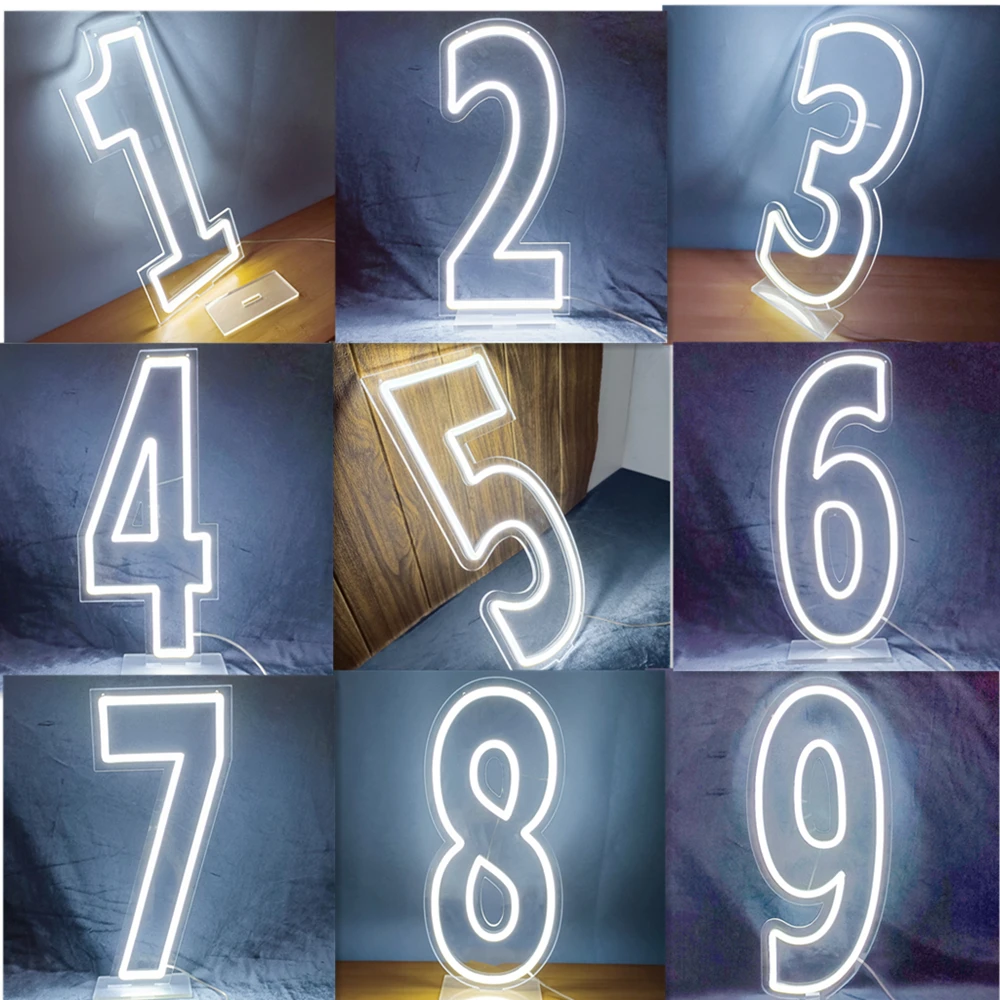 Wholesale Big Size LED Light Number 1 Neon Sign for Baby Birthday Party Wall Mount and Stand Night Light Clear Acrylic Backboard