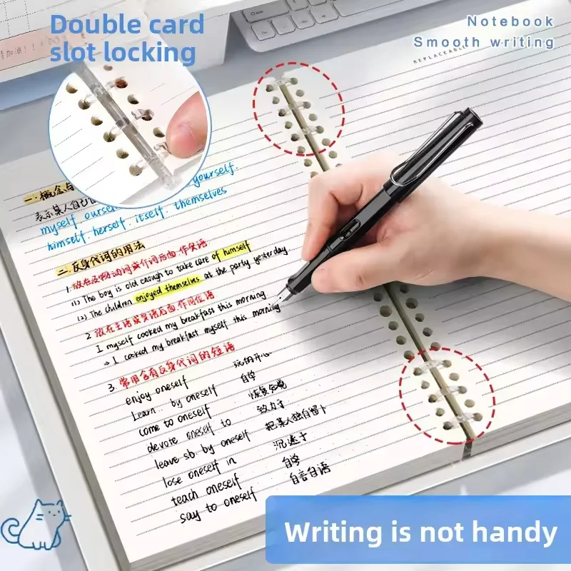 Notebook Loose-leaf 60 Sheets/120 Pages A5/B5 Loose-leaf Binder Notebook Puppy/Panda/Dinosaur/Capybara Horizontal Line - 4