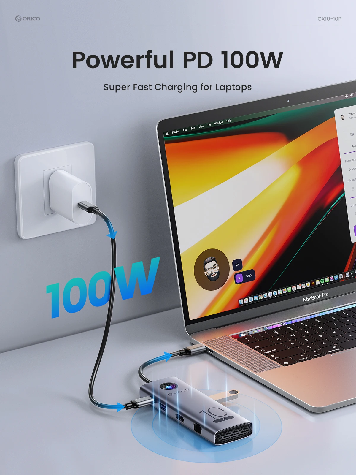 Orico-tipo c Docking Station 10gbps 4k60hz Compatível com Hdmi Usb 3.0 2.0 Hub Rj45 Pd100w Leitor de Cartão Adaptador Acessórios para Notebook - Imagem 2