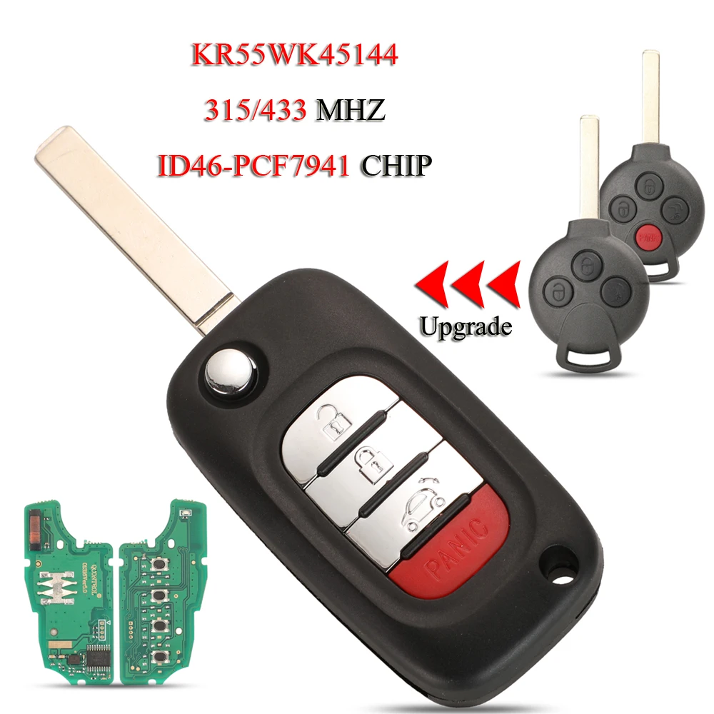 Jingyuqin 5 Pz/Lotto Upgarde Pieghevole Smart Car Key Per Mercedes Benz Smart Fortwo 453 Forfour 315/433Mhz Id46 Pcf7941 Muslimate