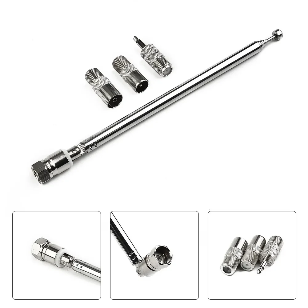 

1x Telescopic DAB FM Radio Antenna + 3x Adapters Extendable Up To 75cm With F-male Connector FM RADIO ANTENNA Car Aerials
