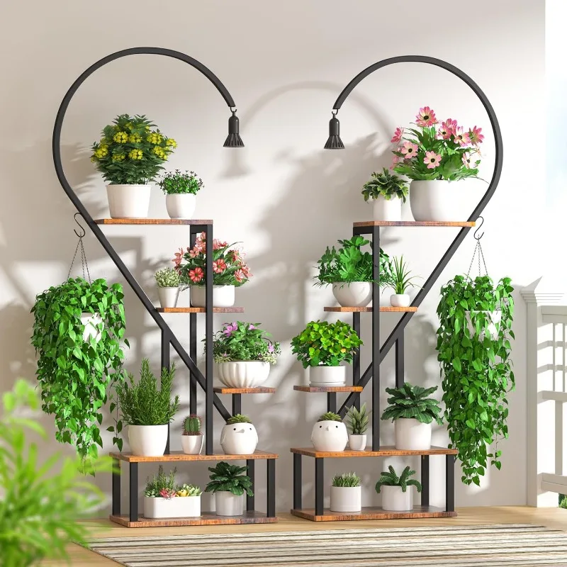 GDLF 5 Tier Metal Plant Stand Creative Half Moon Shape Ladder