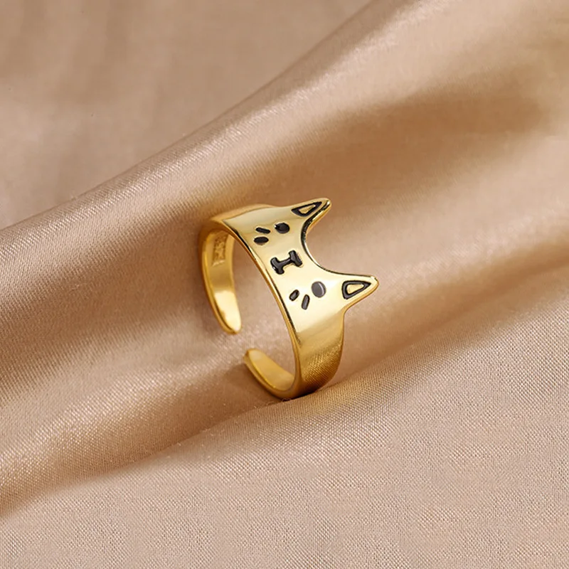 Sweet Cartoon Cat Design RetroThai Silver Ring - PeticaDeals