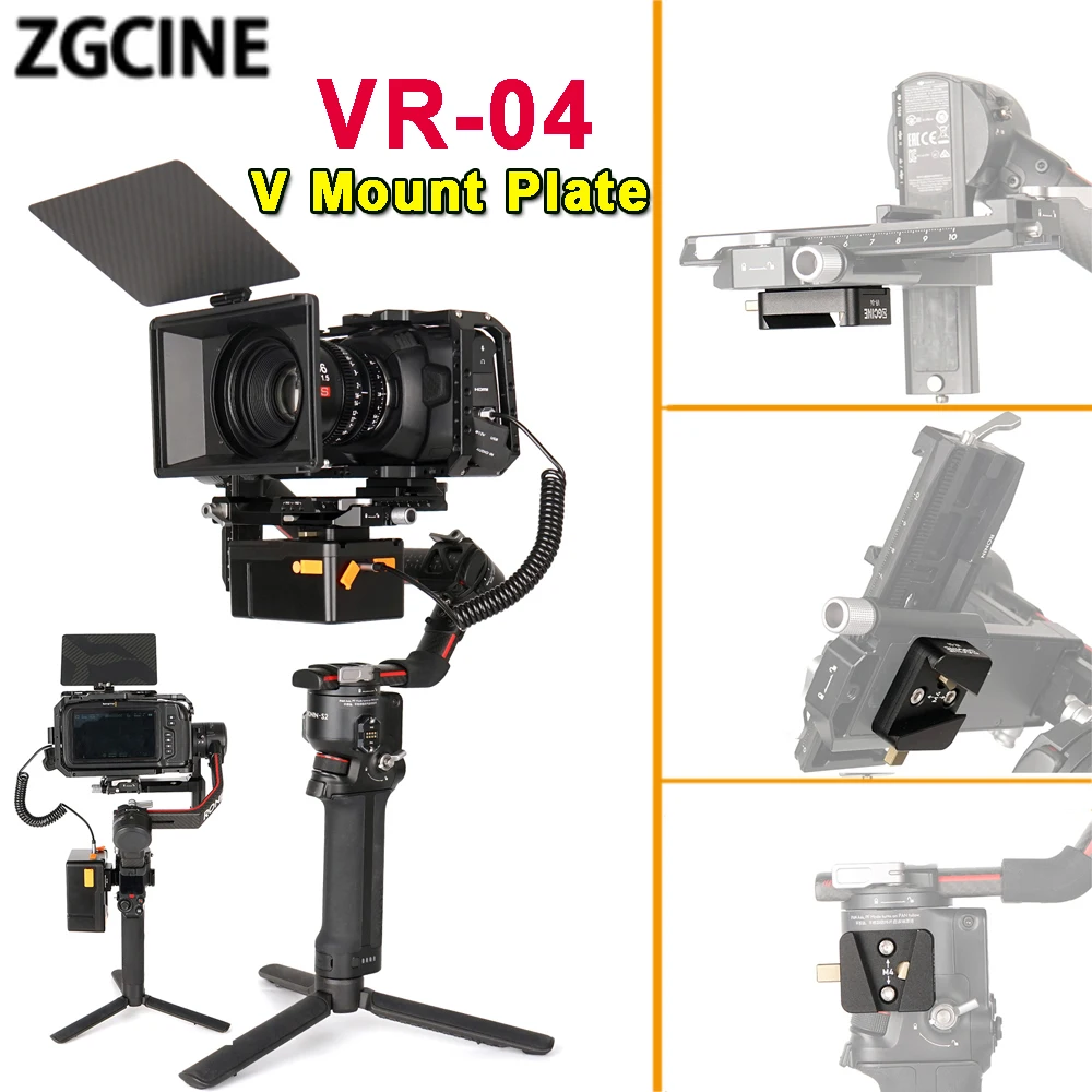 Zgcine Vr04 Mini v Mount Placa Kit para Dji Ronin s2 s3 Estabilizador v Bateria de Montagem V-lock Placa Adaptador