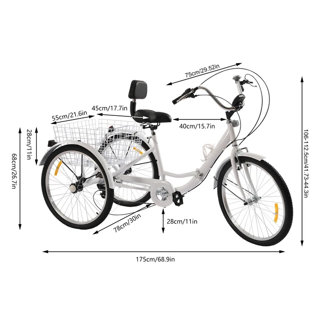 Olmitos Triciclo En Triciclo De Bicicleta Para Adulto, 24