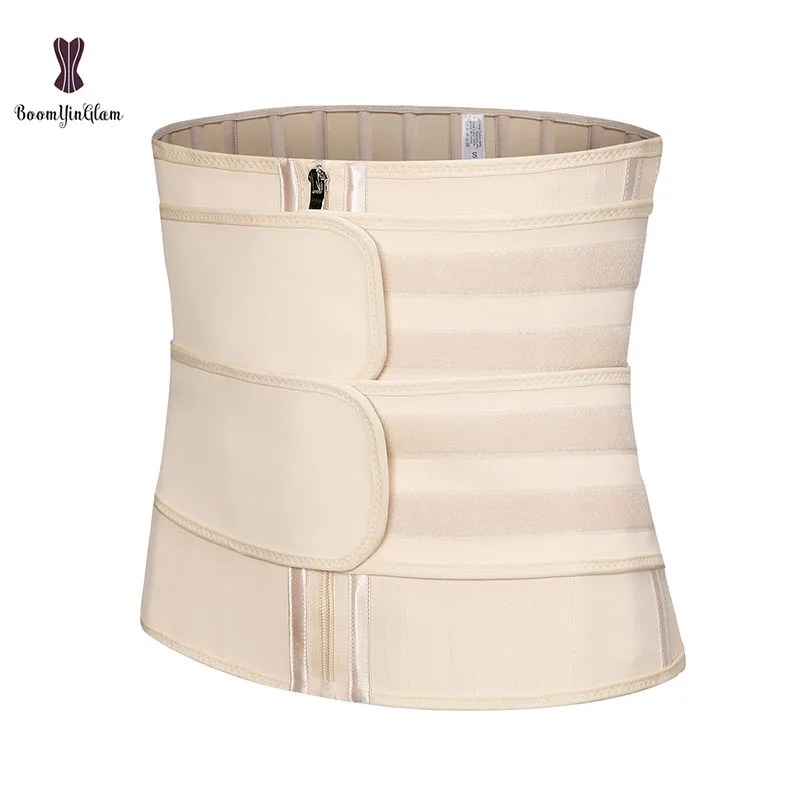 Black Ivory-colored Fajas Cincher Shapers 25 Sprial Steel Bones Women Underwear Corset Latex Zip And Hook 2 Strap Waist Trainer