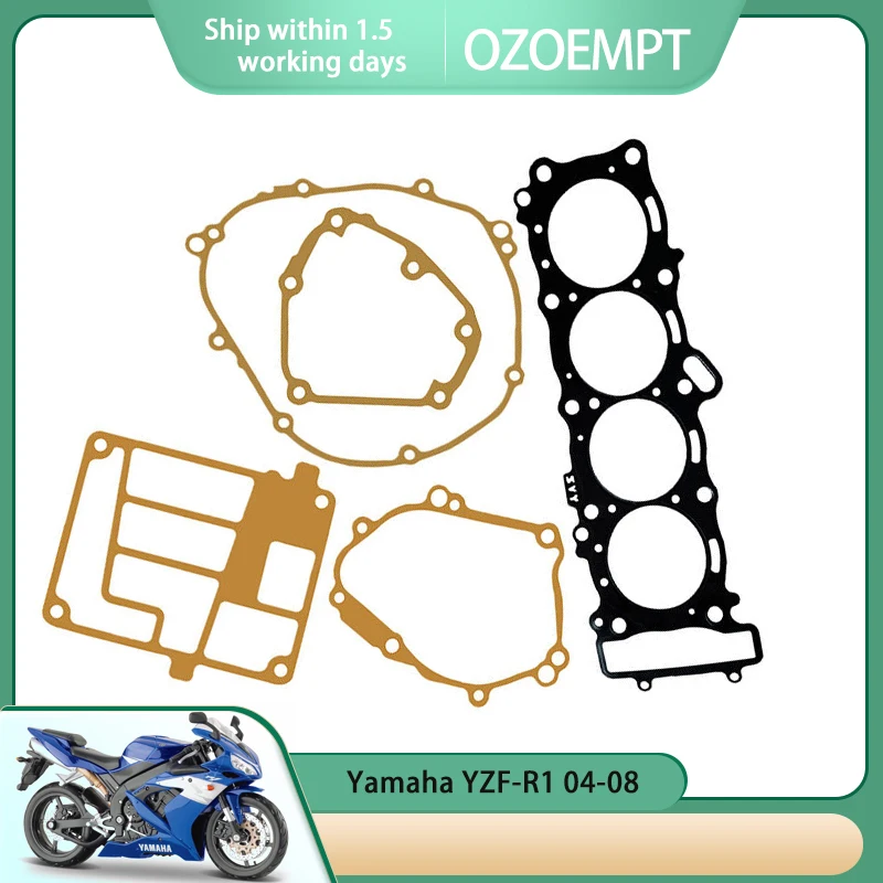 

OZOEMPT Engine Cylinder Crankcase Repair Gasket Apply to Yamaha YZF-R1 04-08