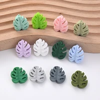 10Pcs New Leaf Pattern Baby Silicone Teether Beads DIY Infant Chew Nursing Teether Goods Toy Pacifier Chain Making Accessories 1