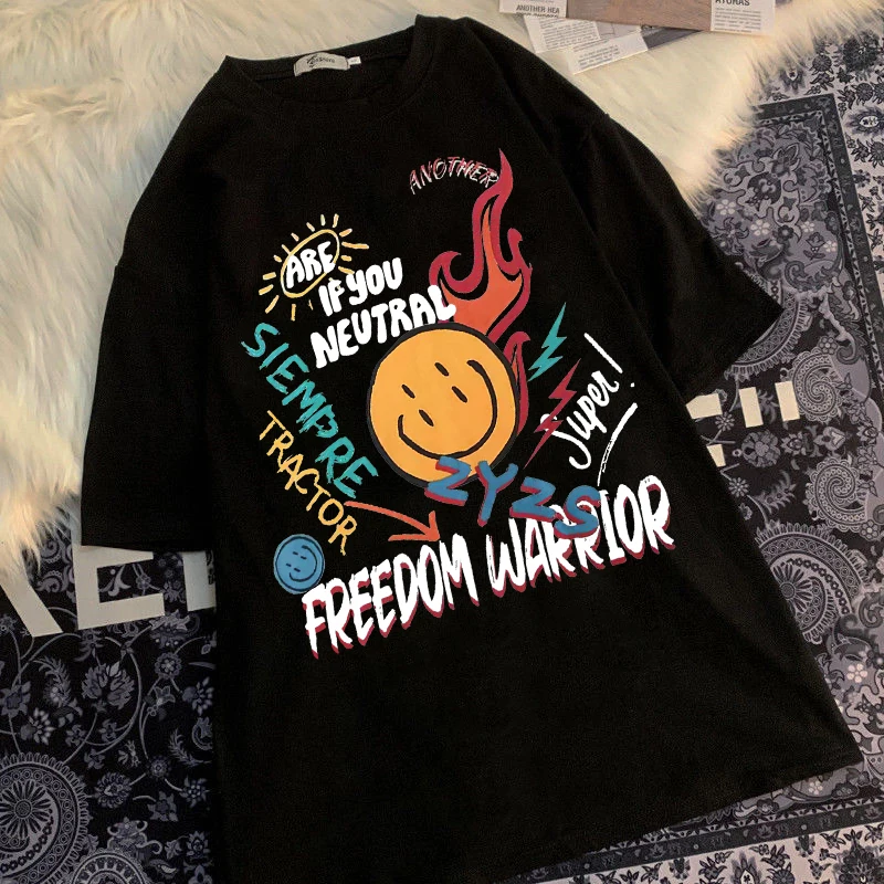 

Y2k Harajuku Men T-shirt Cartoon Print T Shirt Short Sleeved Tees Hip-hop Streetwear Tops Tshirt Summer Retro Tops Men Clothing