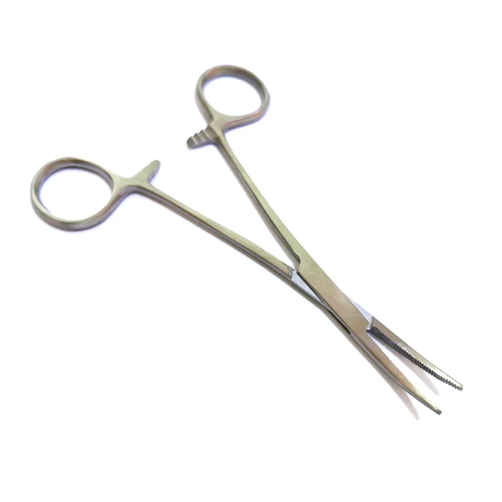 1pc Stainless Steel Hemostatic Forceps Surgical Forceps Tool Hemostat Locking Clamps Fishing Pliers Curved Tip surgical forceps