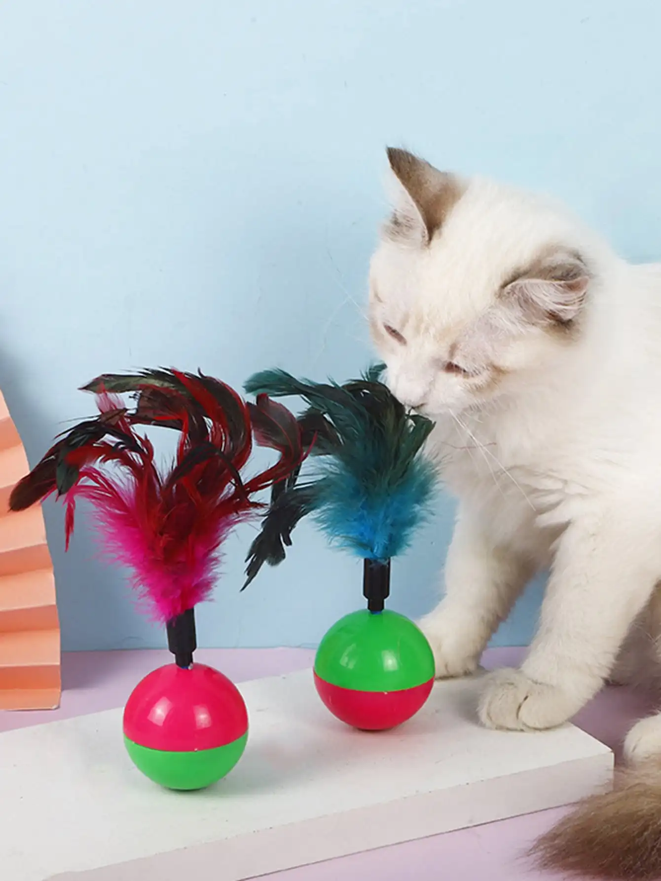 Empire Feather Toy, Cat Toy, Interactive Base, Colorful Feather Toys