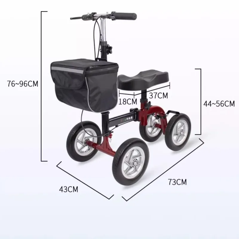 Single Leg Assistive Injury Rehabilitation Knee Scooters, Wheeled Walker for Disabled and Elderly, Mobility Scooter Crutches 6
