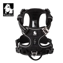 Truelove Reflective No-Pull Adjustable Nylon Dog Harness - Safety Vest - M (Black)