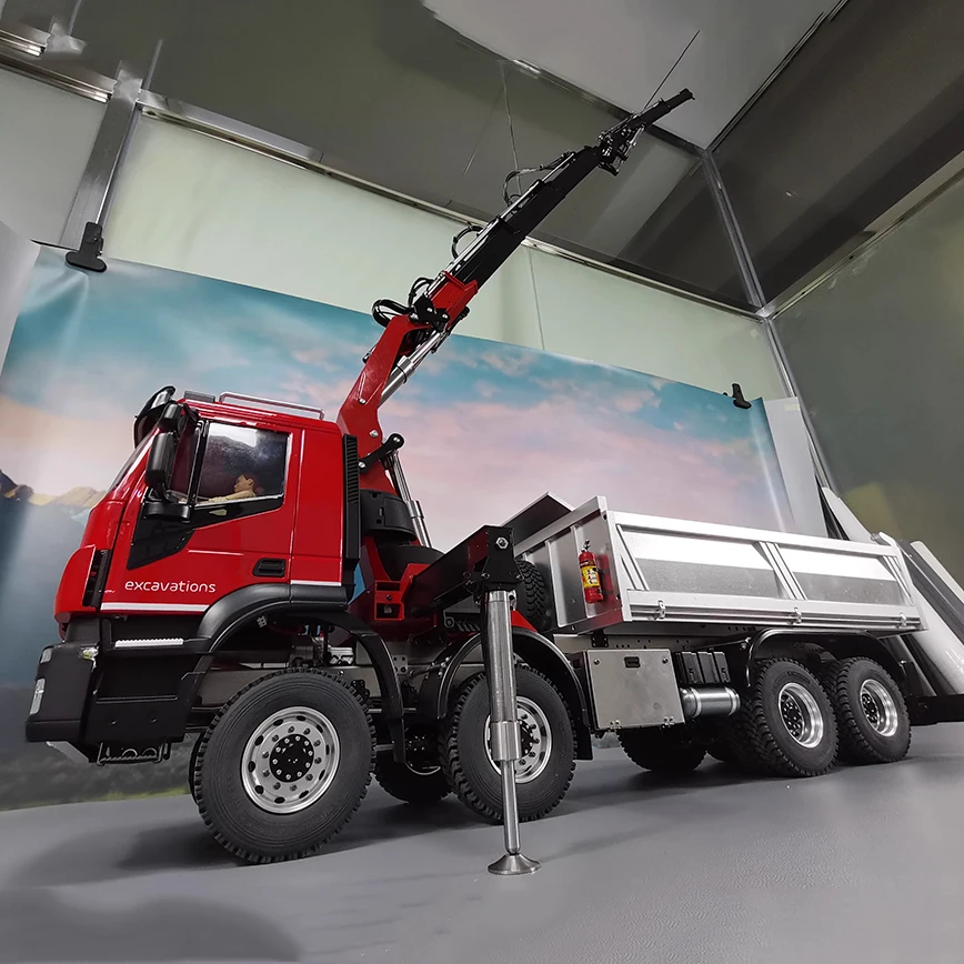 RC 1/14 Hydraulic Lifting Truck Iveco Dump Truck Model RTR Full Metal Dump Truck with Sound and Light Set PL18EV RC Toys 4