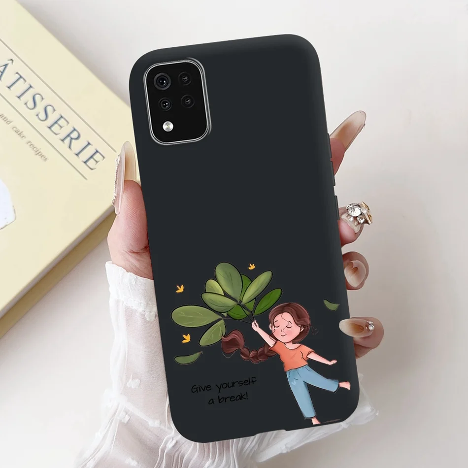 New Cute Cartoon Floral Phone Case, Black Silicone Soft Cover