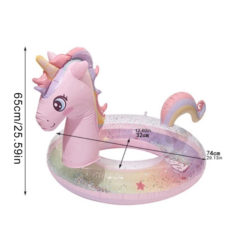 Clear Sequined Inflatable Swimming Ring Water Mattress Glitter Unicorn Summer Pool Toys for Kids pool inflatable pool float