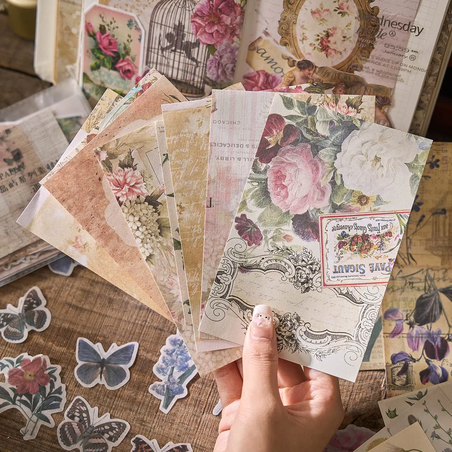 stickers scrapbooking supplies,scrapbooking paper,journal tools set 100 pcs Scrapbook Set Stickers and Decorative paper mixture Diy Scrapbooking Diary Album Collage material Craft Supplies