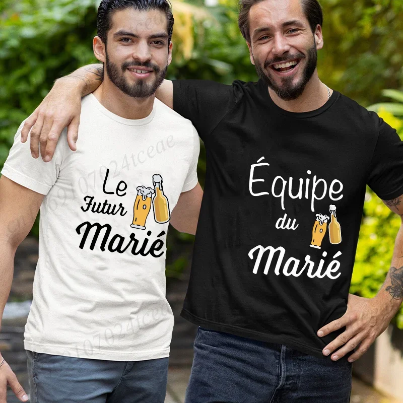 Beers for The Groom Squad T-shirt French Evg Team Future Groom Best Man Tshirt Boyfriend Bachelor Party Tees Wedding Clothing 5