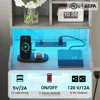 Charging Nightstand Set of 2 with LED Lights, Tall Night Stand with Bookshelf,Bedside Table with Drawers, Side Tables Bedroom 3